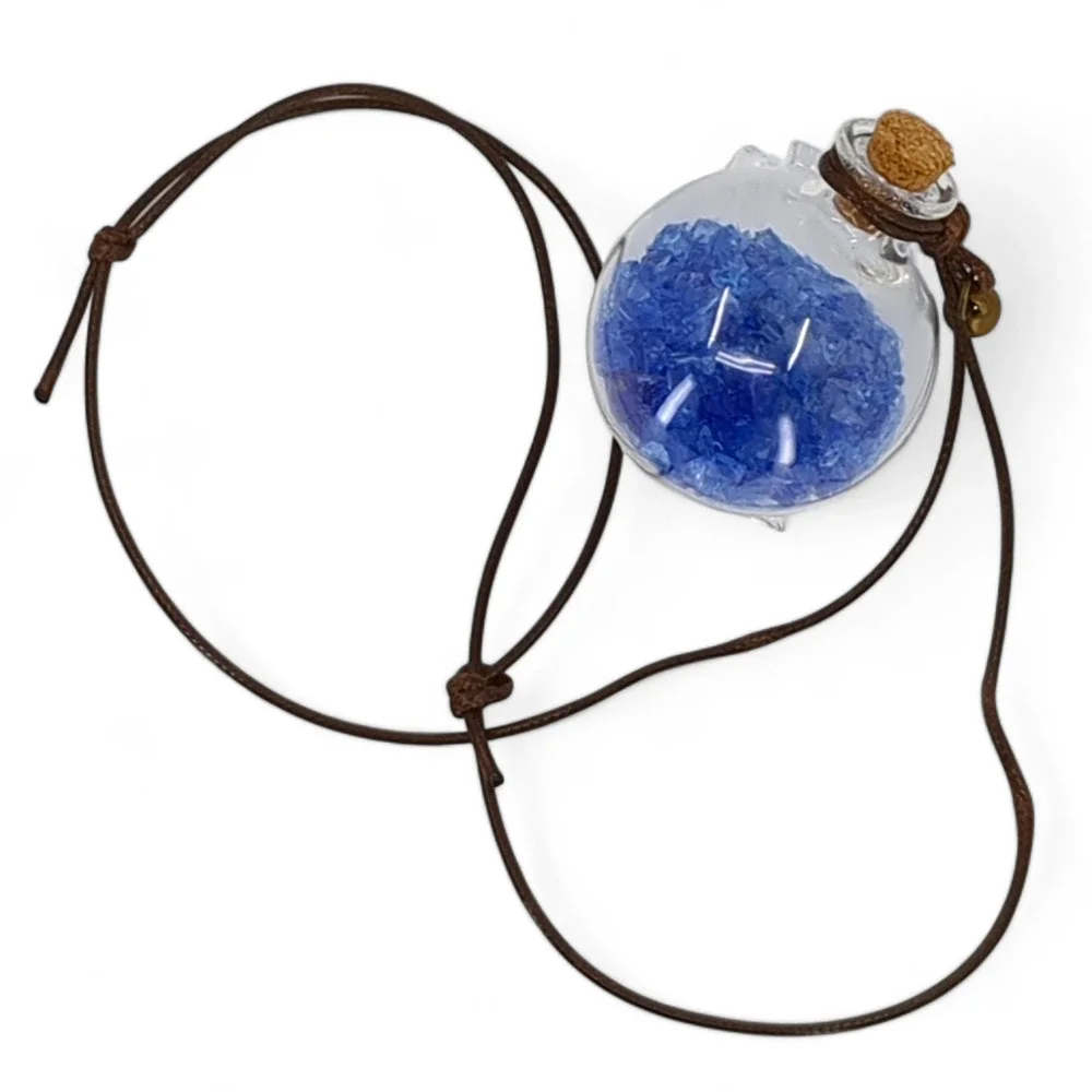 Cobalt Glass Shard Globe Manganese Glowing Car Charm Suncatcher Wish Bottle 2435
